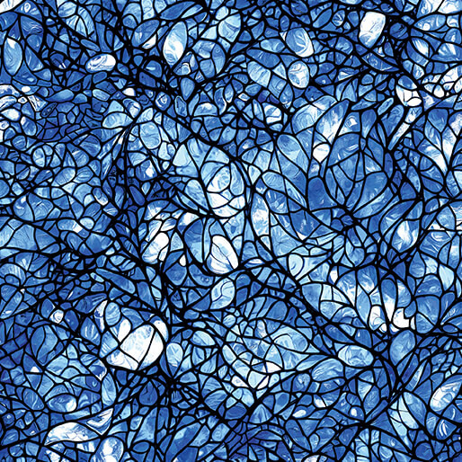 Cat Artistry by Peggy Collins for Benartex 16736-55 Glassine Blue Stained Glass | SOLD BY THE HALF-YARD