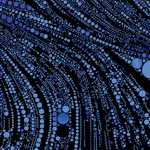 Cat Artistry by Peggy Collins for Benartex 16737-55 Circled Swirl Blue | SOLD BY THE HALF-YARD