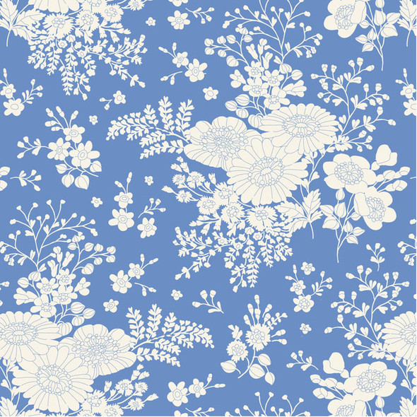 Tilda Something Blue 100663 Isolde Cornflower Blue Floral | SOLD BY THE HALF-YARD