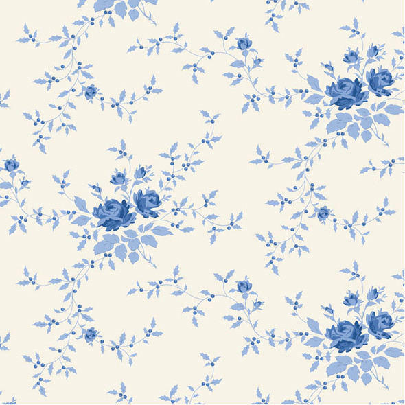 Tilda Something Blue 100661 Noel Blue Floral | SOLD BY THE HALF-YARD