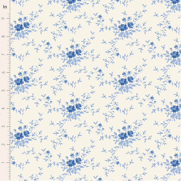 Tilda Something Blue 100661 Noel Blue Floral | SOLD BY THE HALF-YARD
