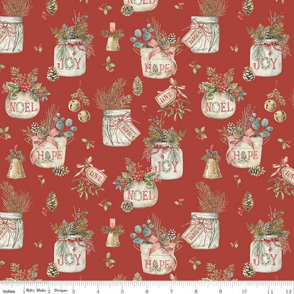 Riley Blake Holiday Spirit by Lisa Audit CD17460 Red Main Christmas | SOLD BY THE HALF-YARD
