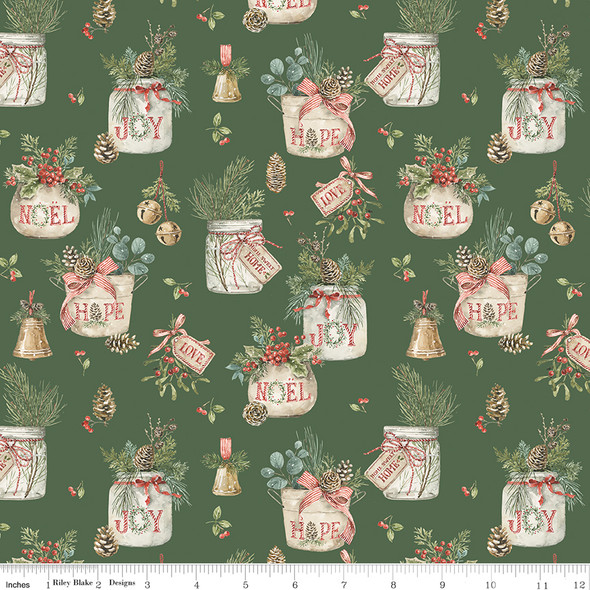 Riley Blake Holiday Spirit by Lisa Audit CD17460 Green Main Christmas | SOLD BY THE HALF-YARD