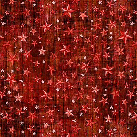 QT Fabrics American Country 31997-R Patriotic Stars Brick Red | SOLD BY THE HALF-YARD