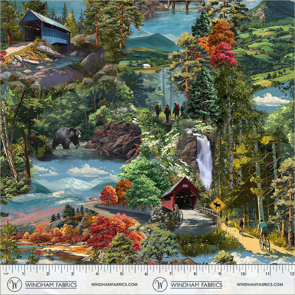 2026 All New England Shop Hop Fabric 55477D-1 Forests and Mountains New England | SOLD BY THE HALF-YARD