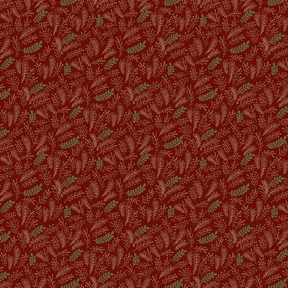 Marcus Fabrics Pineberry Lane R172003D-RED Holiday Greenery | SOLD BY THE HALF-YARD