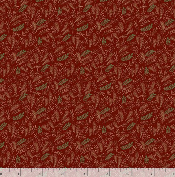 Marcus Fabrics Pineberry Lane R172003D-RED Holiday Greenery | SOLD BY THE HALF-YARD