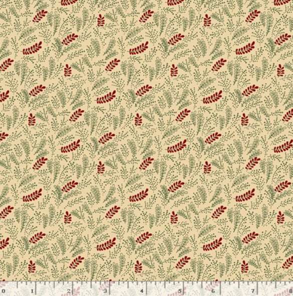 Marcus Fabrics Pineberry Lane R172003D-CREAM Holiday Greenery | SOLD BY THE HALF-YARD