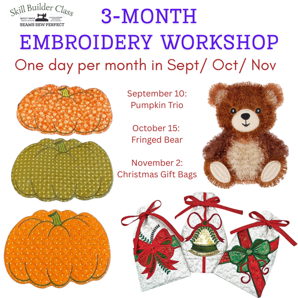 Class: Embroidery Workshop 3 Days over 3 months | Starts Thursday Sept 10/ then Oct 15 and Nov 2 10:30am-3pm