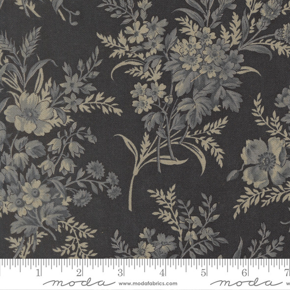 Breathtaking Blues by 3 Sisters for Moda - 44400 15L LINEN Bouquets Floral Midnight | SOLD BY THE HALF-YARD