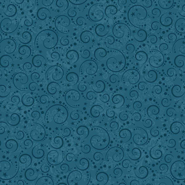 Nordic Holiday by Henry Glass 3609-77 Swirl Blender Blue | SOLD BY THE HALF-YARD