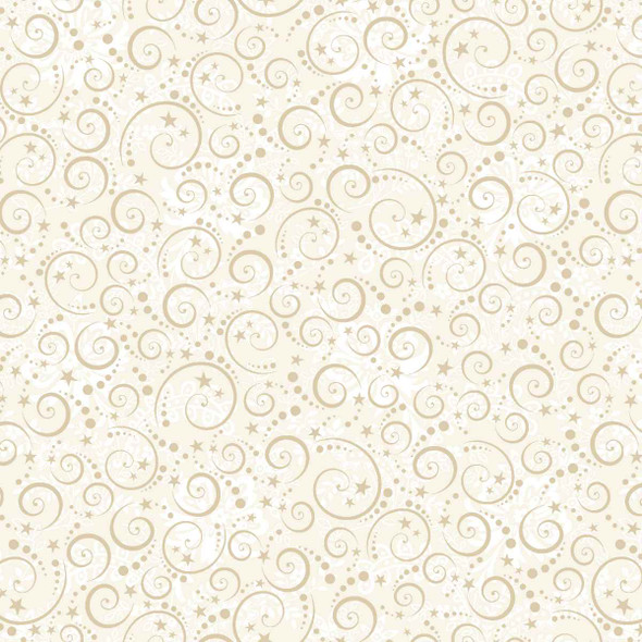 Nordic Holiday by Henry Glass 3609-44 Swirl Blender Cream | SOLD BY THE HALF-YARD