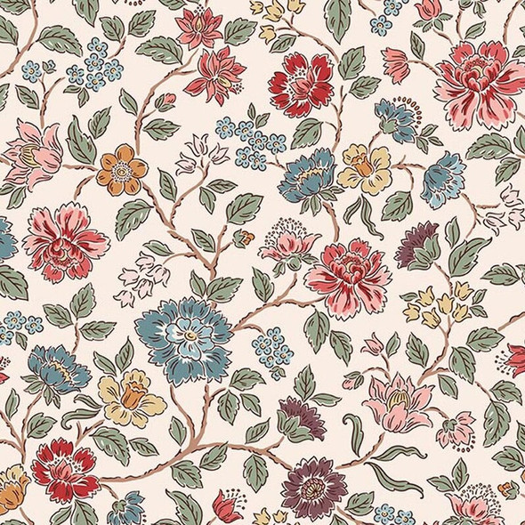 Riley Blake Northanger Abbey C17890 Cream Morland Cream Floral Jane Austen | SOLD BY THE HALF-YARD