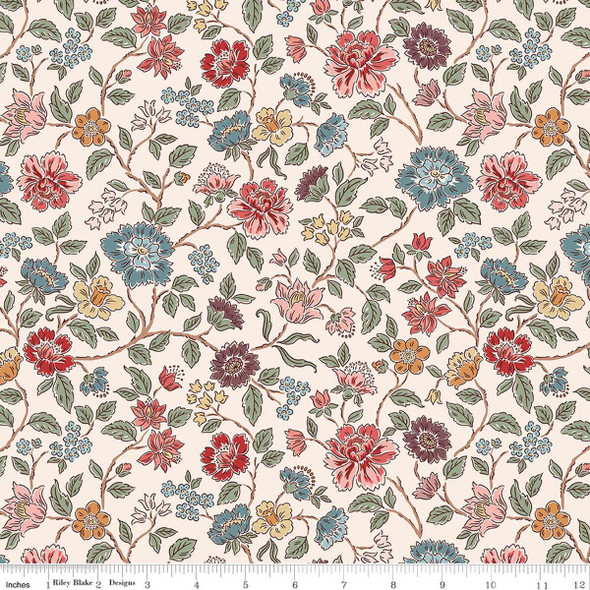 Riley Blake Northanger Abbey C17890 Cream Morland Cream Floral Jane Austen | SOLD BY THE HALF-YARD