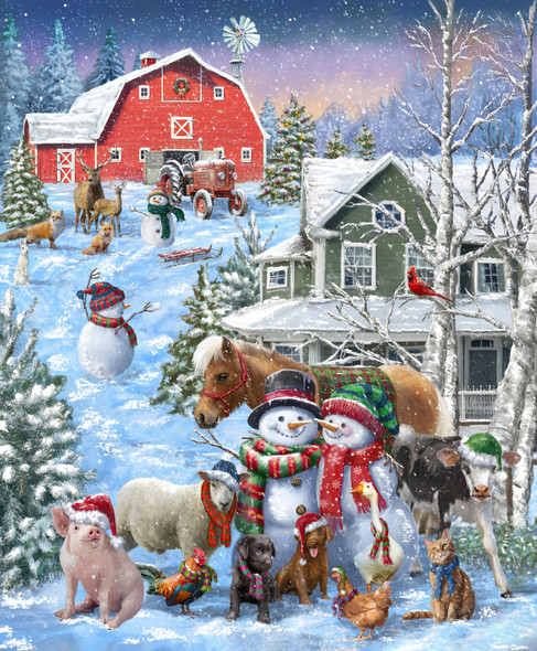 Winter Wonder by Windham 55163DPP-2 Snow Friends PUFF PANEL 35"x43" Snowmen and Animals