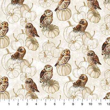 Northcott Night Owl DP28850-11 Owls Cream Multi | SOLD BY THE HALF-YARD
