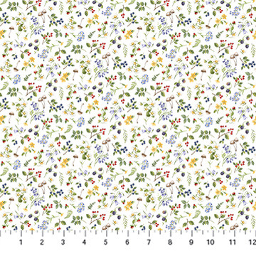 Northcott Country Mouse DP29010-10 Sm Floral Toss White Multi | SOLD BY THE HALF-YARD