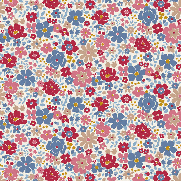 Tilda Village Life 100691 Esther Cold Cream Packed Ditsy Floral | SOLD BY THE HALF-YARD