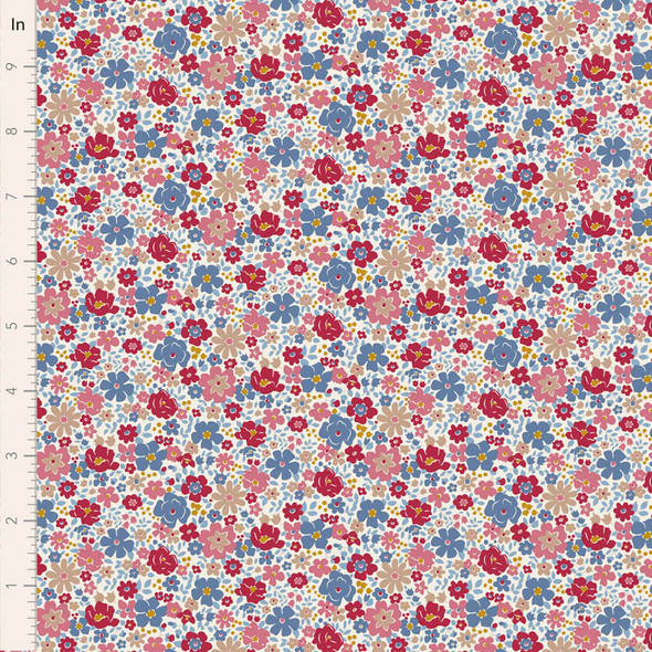 Tilda Village Life 100691 Esther Cold Cream Packed Ditsy Floral | SOLD BY THE HALF-YARD