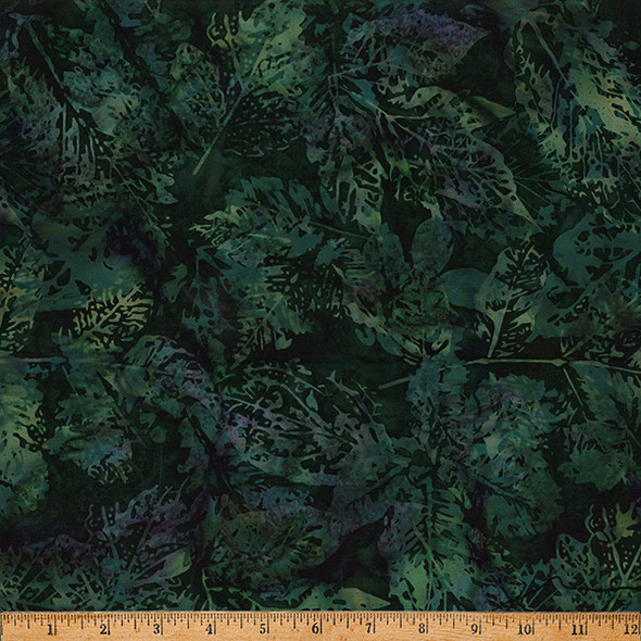 Hoffman Bali Batik X2650-272 Mallard Green X-Ray Leaves | SOLD BY THE HALF-YARD