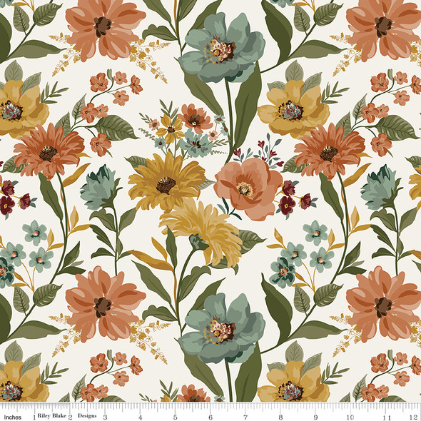 Riley Blake Worth Repeating C18260 Cloud Main Large Floral | SOLD BY THE HALF-YARD