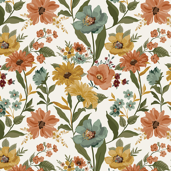 Riley Blake Worth Repeating C18260 Cloud Main Large Floral | SOLD BY THE HALF-YARD