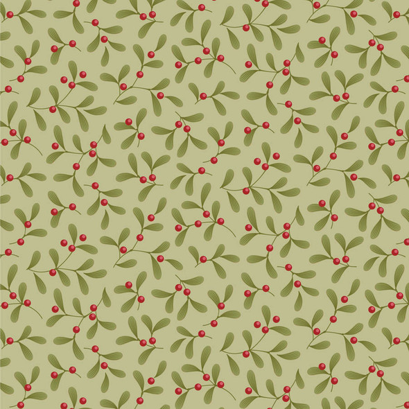 Pre-Order Tilda Merry Little Christmas Mistletoe Pistachio 100633 | SOLD BY THE HALF-YARD
