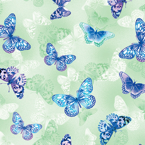 Benartex Kanvas Butterfly Bliss - Blissful Butterflies Light Green 12807 04 | Per Half Yard