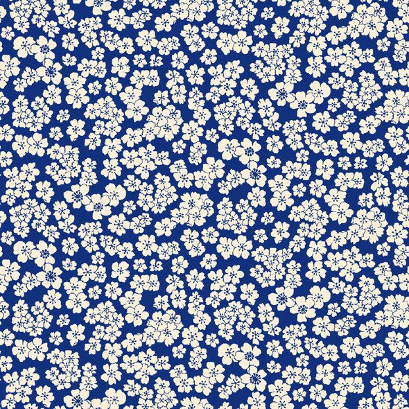 Maywood - Nightfall 10245-NE Navy Cream Flower Clusters | Per Half Yard