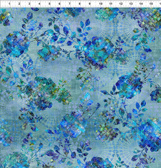 In The Beginning: Halcyon 2HN-2 Roses - Blue | Per Half Yard