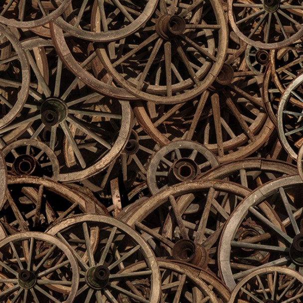 Hoffman Sun up to Sun Down - Wagon Wheels Rusty R4691-700 | Per Half Yard