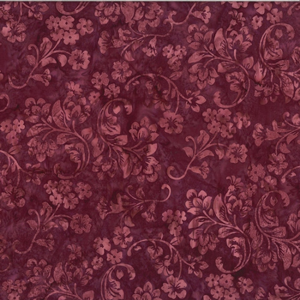 Hoffman Bali Batik U2467-38 Deco Floral Burgundy |Per Half-Yard