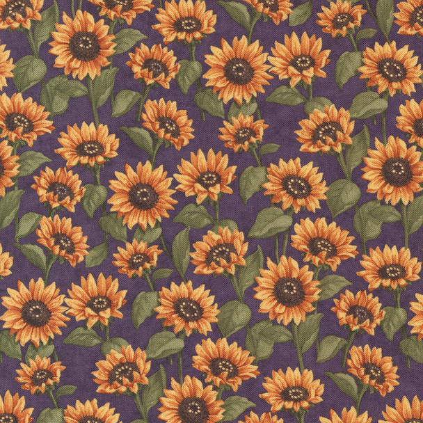 Moda Sunflower Garden | 6893 14 Purple Floral Sunflower | Per Half Yard