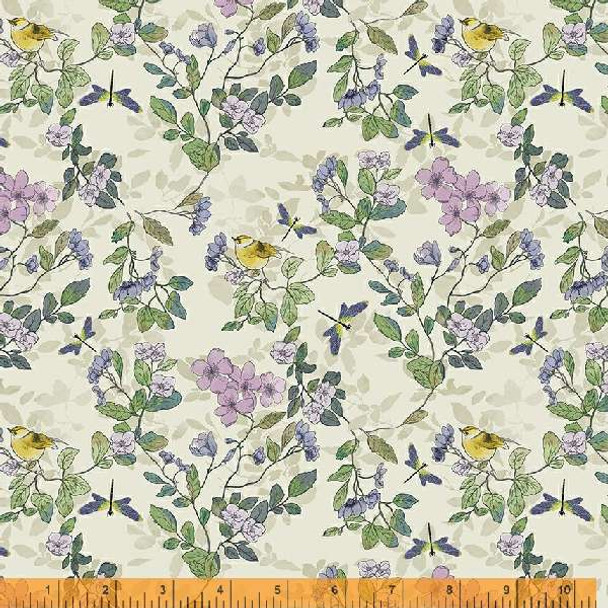 Windham - Secret Garden 53345-4 Birdsong Floral Ivory | Per Half Yard