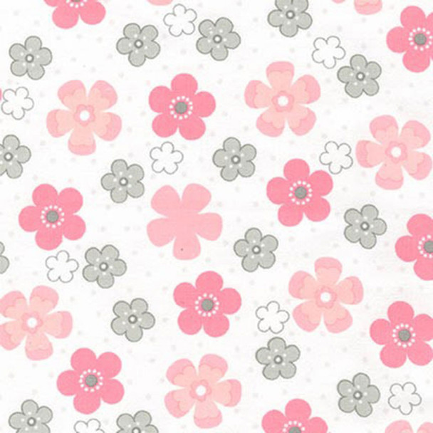 Robert Kaufman Cozy Cotton Flannel Pink Flowers SRKF1559210| Per Half Yard