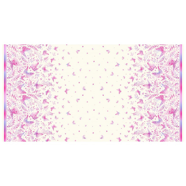 Michael Miller Fly By Butterfly CX10664 Creme Chasing Rainbows Double Border | SOLD BY THE HALF-YARD