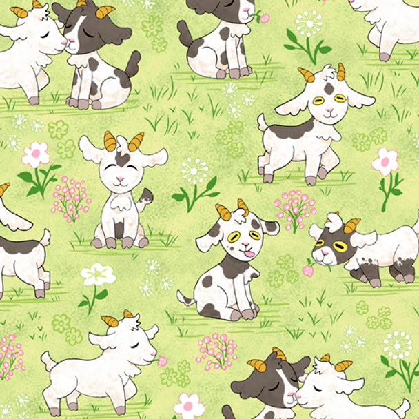 QT Fabrics Lil Goats 29299H Baby Goats | Per Half Yard