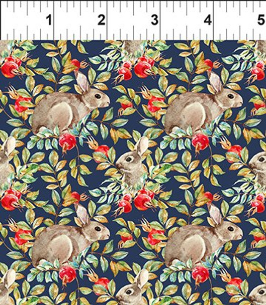 In The Beginning - Hedgehog Hollow 5HH-1 Bunnies Blue | Per Half Yard