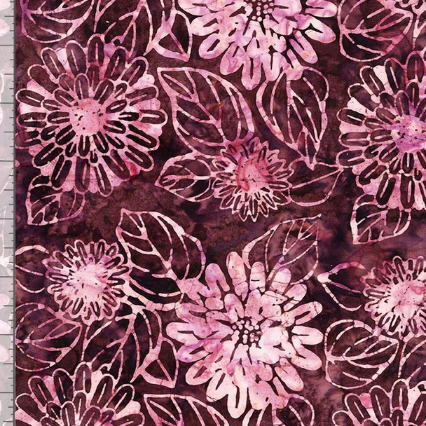 Timeless Treasures Tonga B1649 Cherry -  Large Dahlias | Sold By Half-Yard