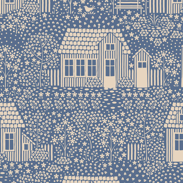 Tilda Hometown 11058 My Neighborhood Blue | Per Half Yard