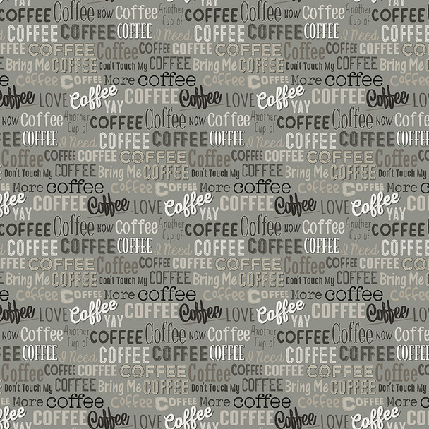 Clothworks YAY! Coffee! Y3657-119 Coffee Words Text | Per Half Yard