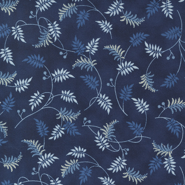 Moda Amelias Blues 31651 12 Midnight Blue Trailing Leaves | Per Half Yard