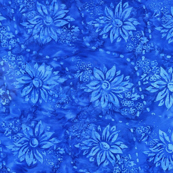 Timeless Treasures Tonga Gumdrop Batik - Saphire Faded Victorian Florals | Sold By Half-Yard