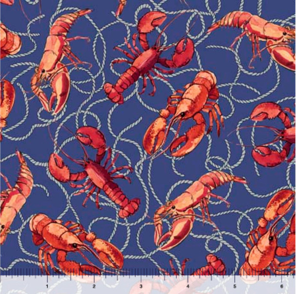QT Fabrics This & That VIII Lobsters Rope Blue 29400-B | PER HALF YARD