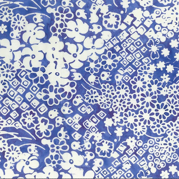 Northcott Crossroads Batik 80903 44 Got The Blues Daisy Squares | Per Half Yard