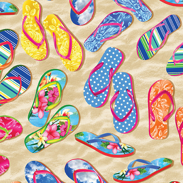 Benartex Sandy Flip Flops Sand Beach 12900 70 | Per Half Yard