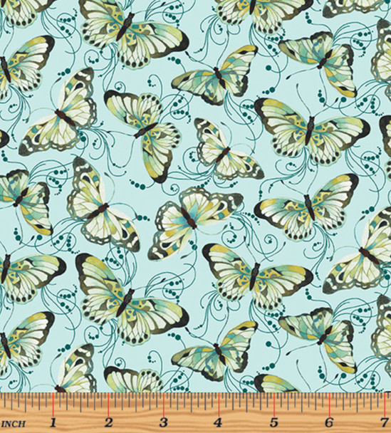 Benartex Peacock Symphony 13490 04 Butterfly Symphony Turquoise | Per Half Yard