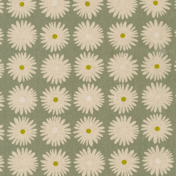 Robert Kaufman Cotton Flax Prints SB 850374D1-1 Gray Daisy | Sold By Half-Yard