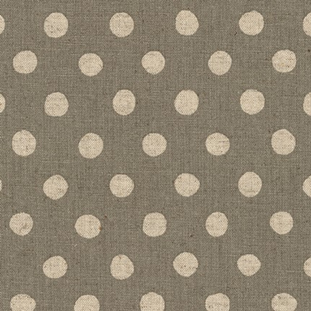 Robert Kaufman Cotton Flax Sevenberry Canvas Natural Dots Grey | Sold By Half-Yard