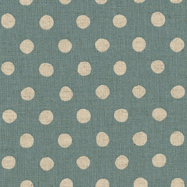 Robert Kaufman Cotton Flax Sevenberry Canvas Natural Dots Denim Blue | Sold By Half-Yard